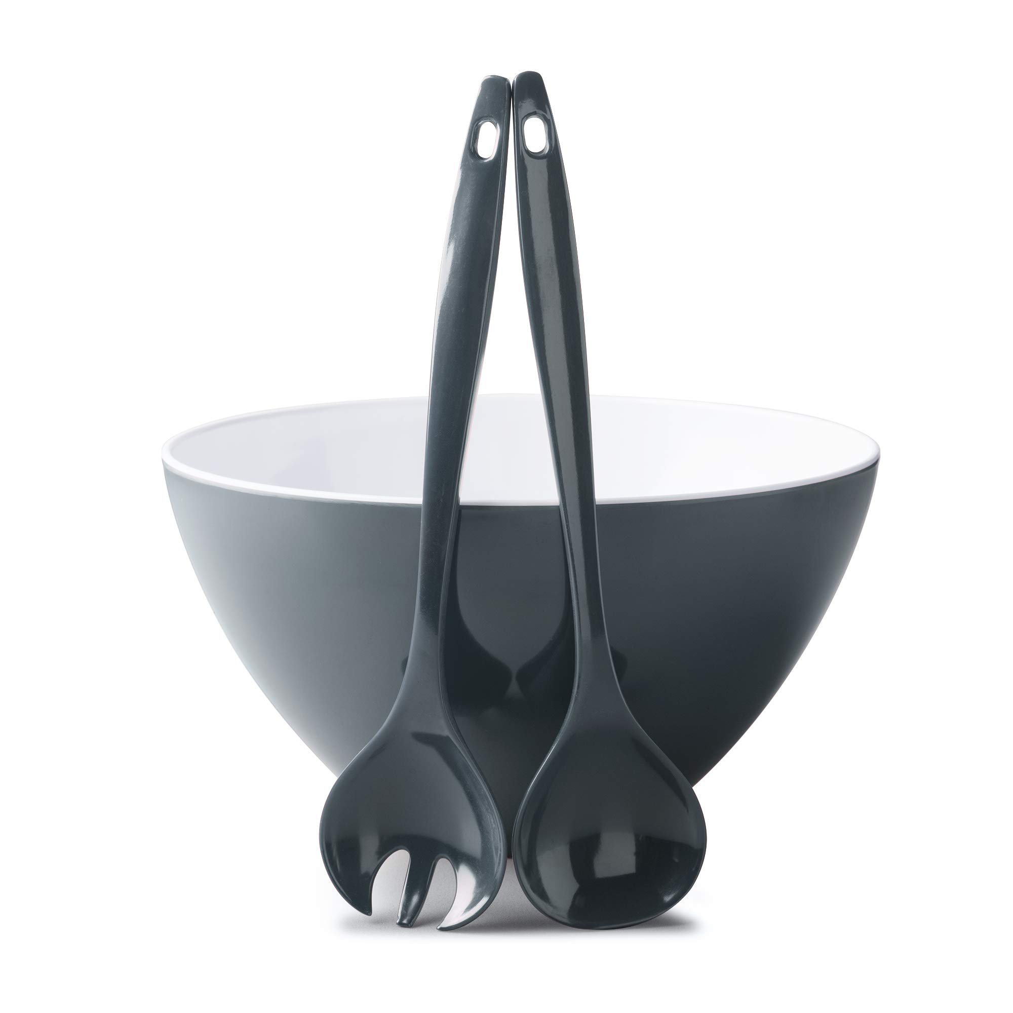 Zeal G217TSET Salad Bowl and Server Set-Dark Grey, Melamine