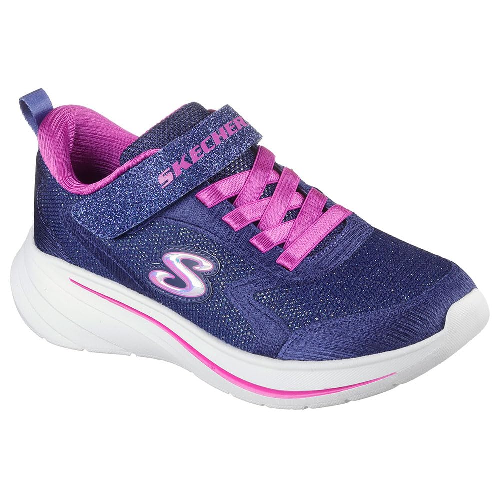 SKECHERS キッズ ガールズ Wave 92 スニーカー、ネイビー、2.5 小さな子供