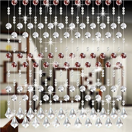 Emptystar Curtains Rod - 1m Crystal Glass Bead Window Curtain Voile Drape Panel Sheer Scarf Valances for Bedroom Living Room Home Decor - One Strand (G)