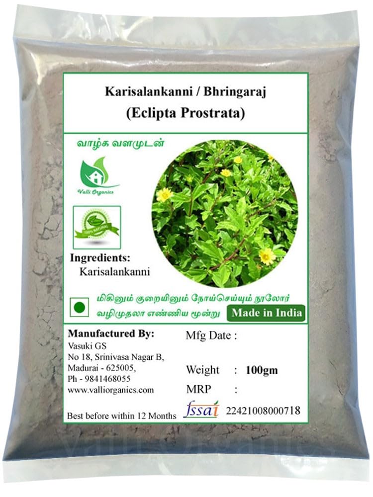 Valli Organics® Karisalankanni Powder | Bhringaraj | Galakara | Ajakara 100gm
