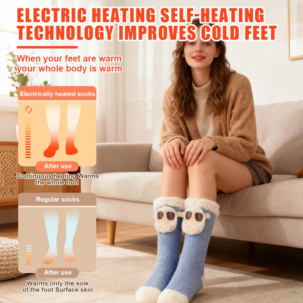 Chaussettes Chauffantes Enfant, ADDLIVE Chaussettes Chauffantes Homme Femme Rechargeable, Heated Socks avec 3 Réglage de Température, Contrôle APP, Température Maximale Jusqu'à 65°C pour Ski Randonnée