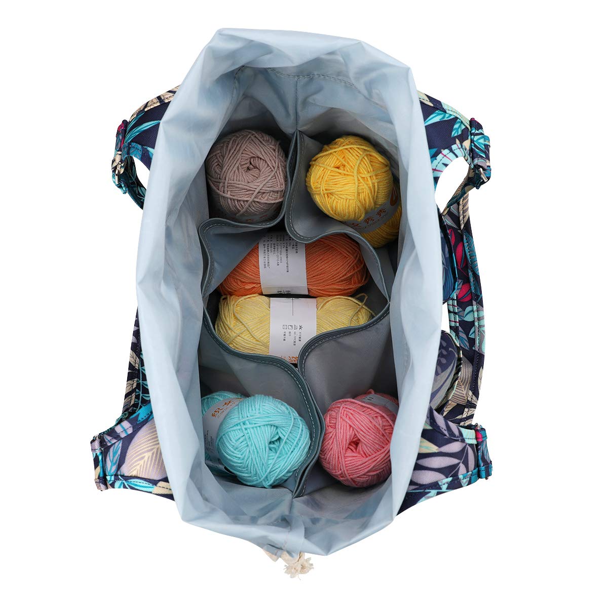 Bolsa de almacenamiento de hilo para tejer, bolsa grande de almacenamiento para hilo y accesorios de punto, bolsa de suministros de manualidades grande con cierre de cordón