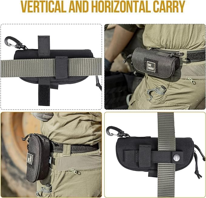 OneTigris Eyeglasses Hard Case Tactical Molle Zipper Sunglasses Carrying Case 1000D Nylon with Clip - Image 6