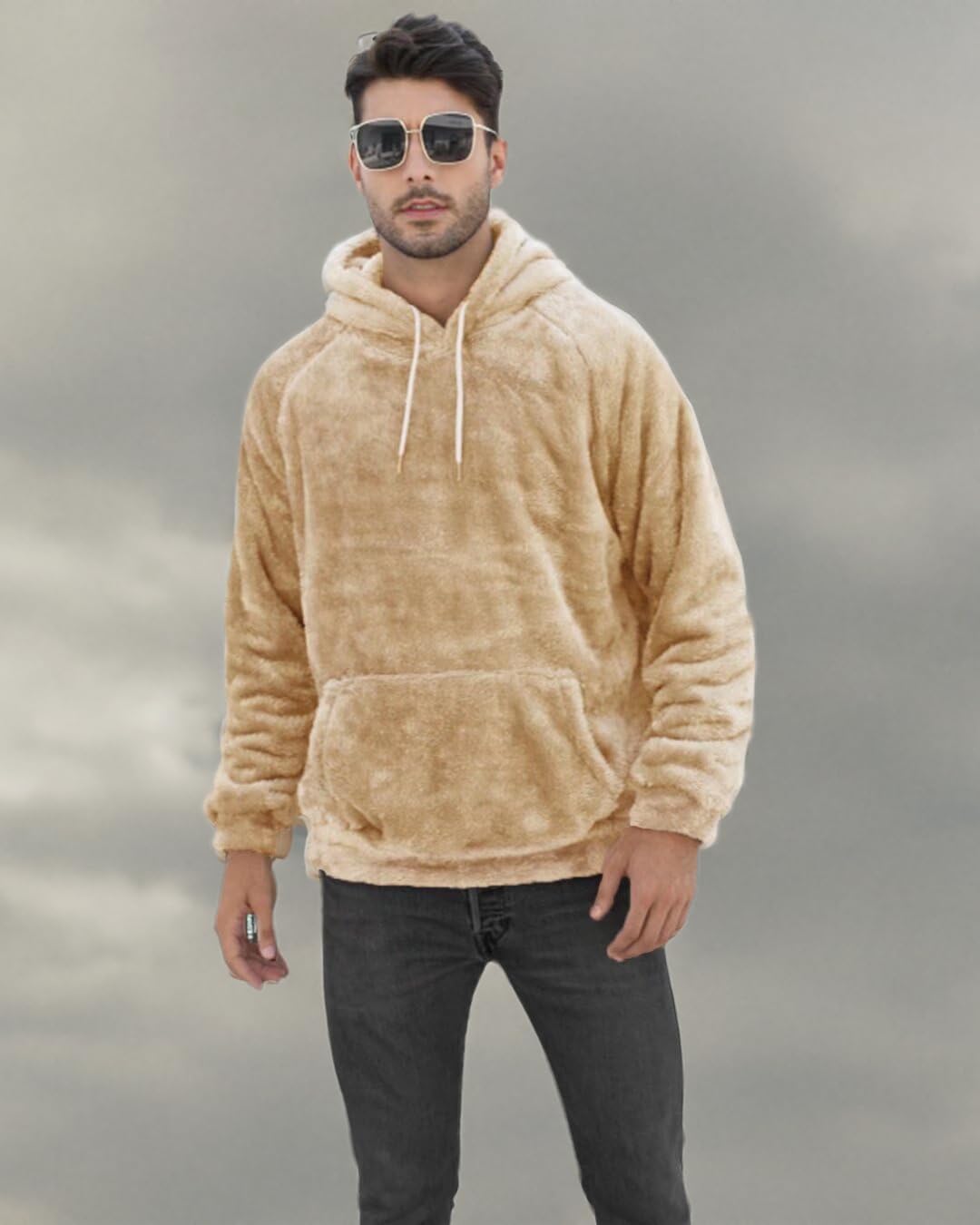 VahRuta Mens Fuzzy Sherpa Hoodie Sweatshirt Long Sleeve Fashion Pullover Fall Outwear Winter Hooded - Image 7