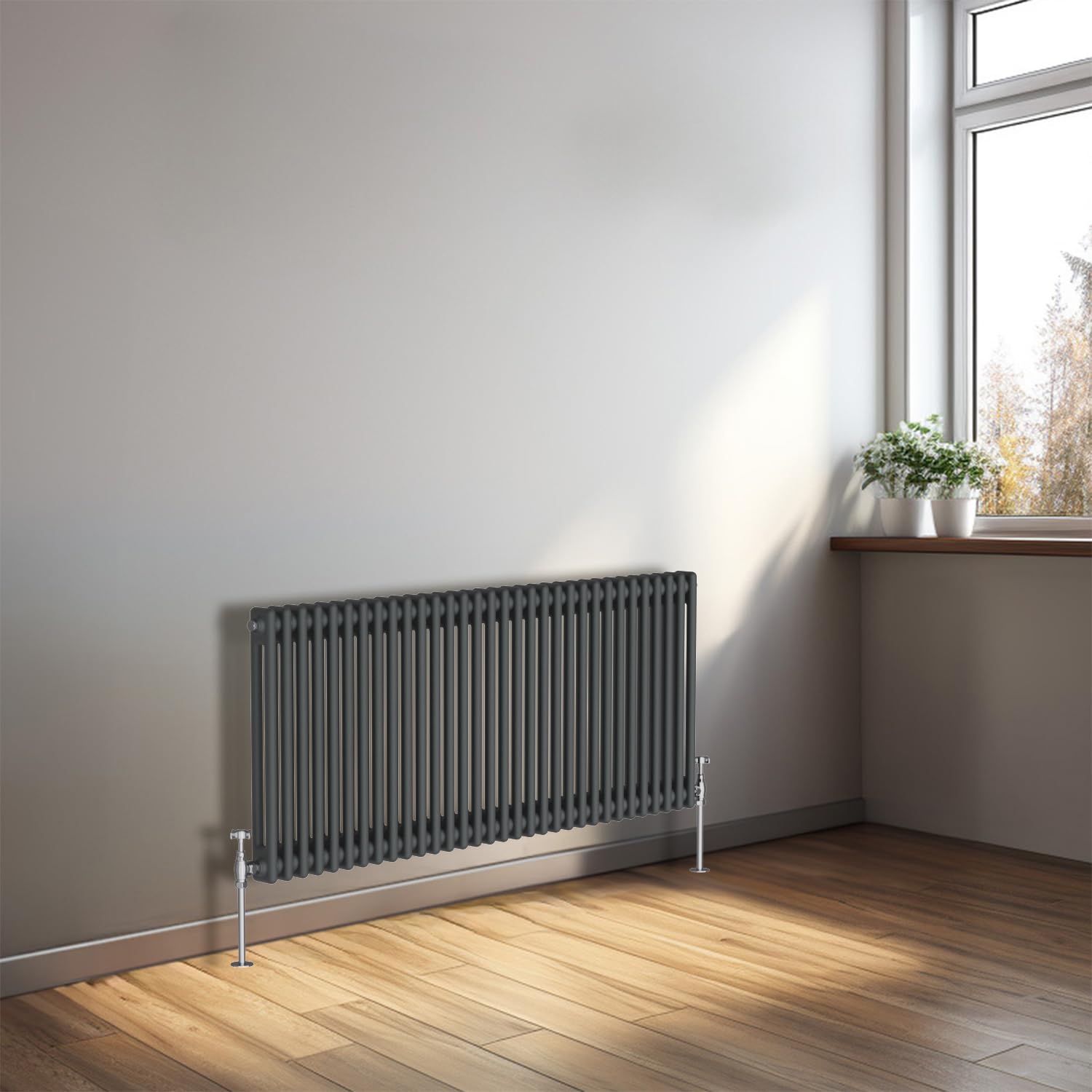Nrg Anthracite 600 X 1460Mm Traditional 2 Column Radiators Horizontal Central Heating Cast Iron Rads