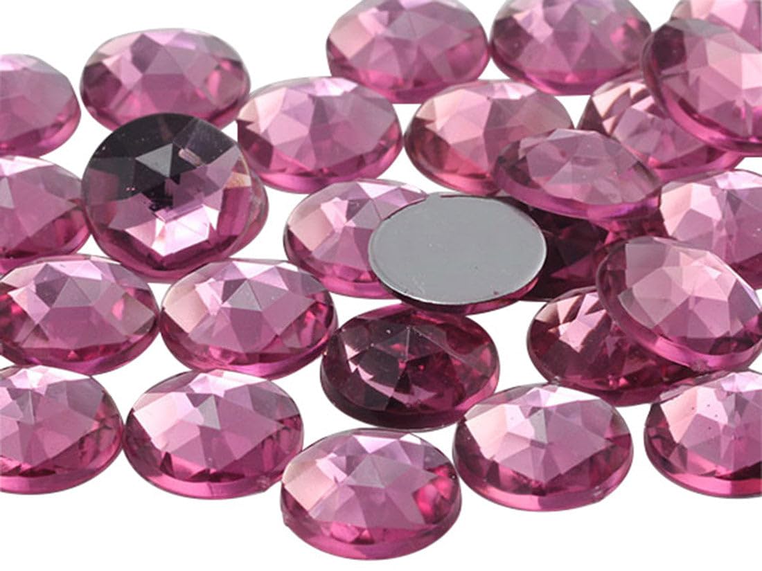 15mm Flat Back Round Acrylic Rhinestones Plastic Gems for Jewelry Making Costume Jewels Cosplay Embelishments - 40 Pieces (Pink Rose .RS72) — image 1