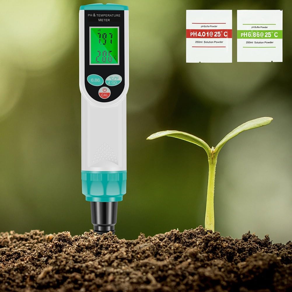 Whychstore Testeur de pH numérique pour aliments, étalonnage automatique avec compensation de température pour levain et sol, sonde à lecture rapide