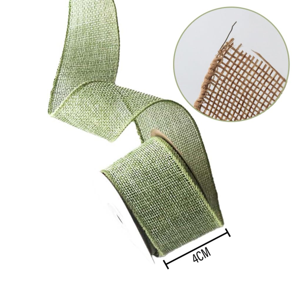 Wstążka prezentowa, 4 cm x 40,5 m, taśma jutowa, wstążka do prezentów, taśma dekoracyjna, taśma do obszycia, taśma ozdobna taśma poliestrowa z drutem, taśma do majsterkowania, do dekoracji