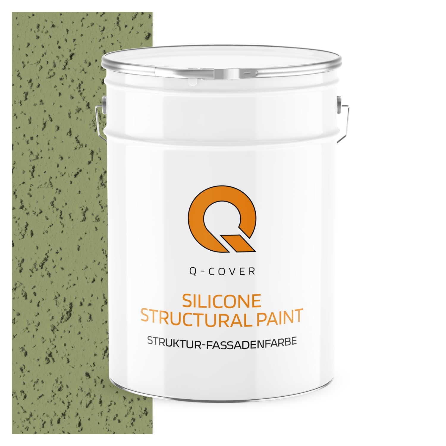 Strukturell-Fassadenfarbe Froschgrün F484 10L – Silikonharz Fassadenfarbe, hydrophob, UV- & witterungsbeständig, für Außen