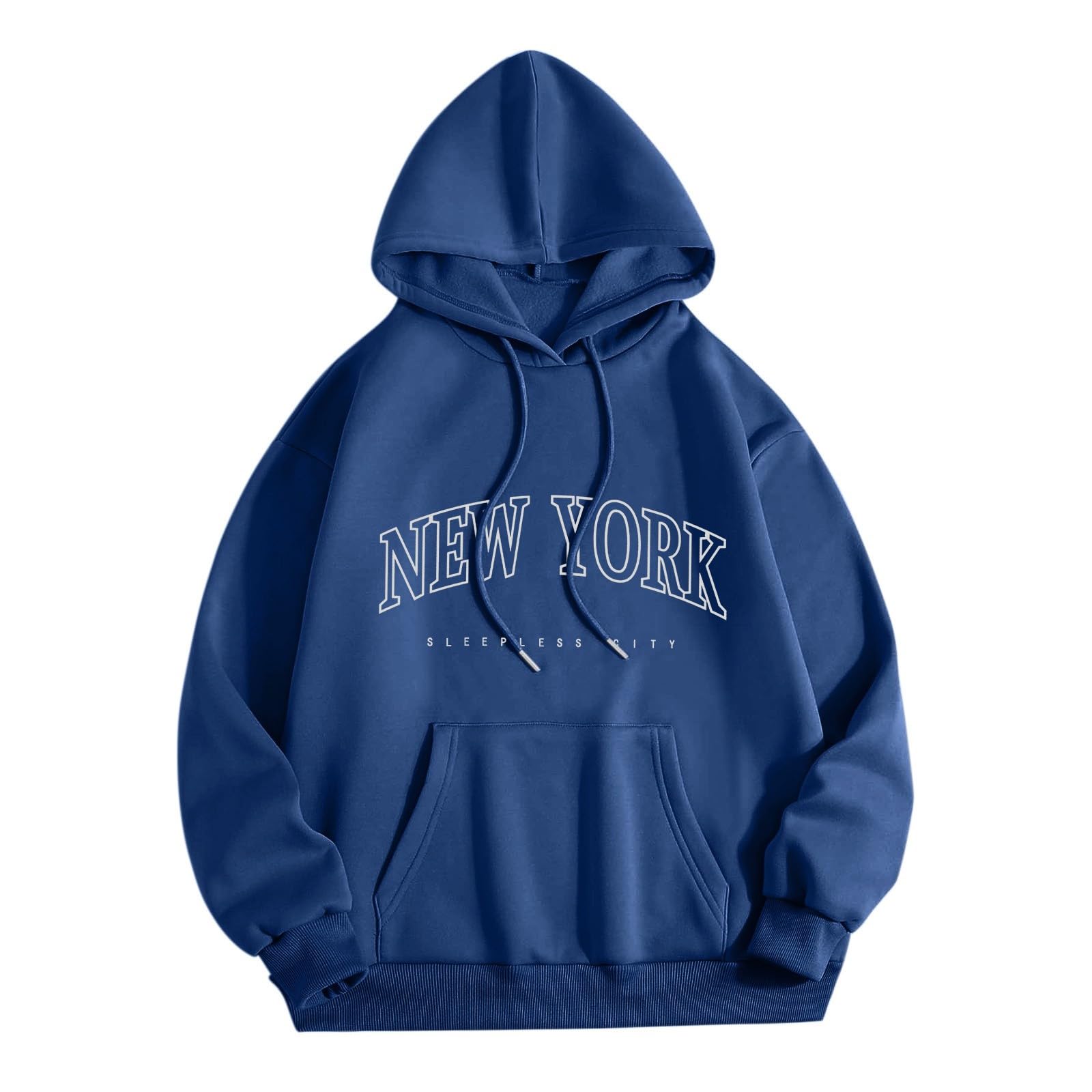 New York Dames Hoodies Losse Fit Lange Mouw Trui Sweatshirts Trekkoord
