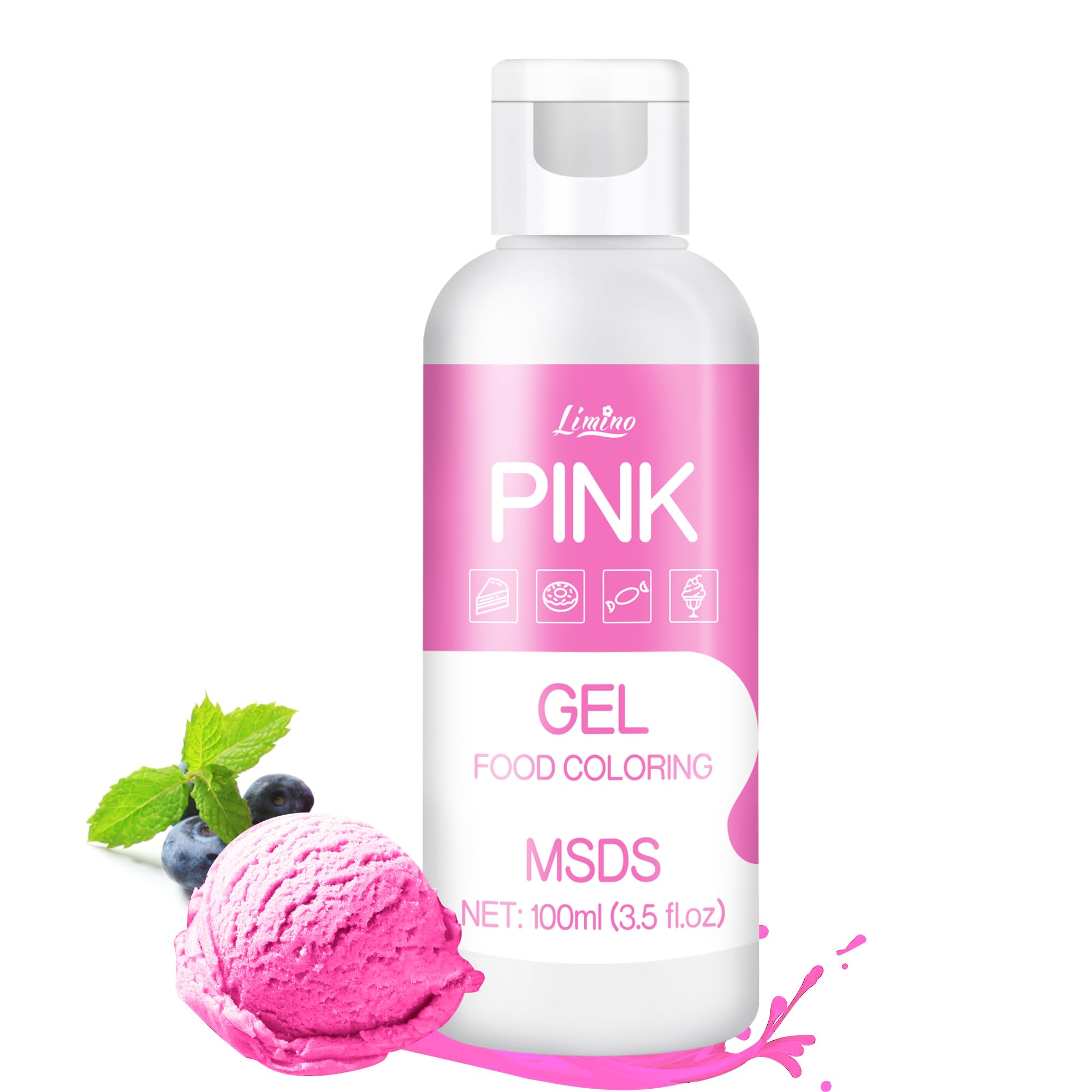 Lebensmittelfarbe Gel - 100ml Gel Lebensmittel Farben für Kuchen, Backen, Kekse, Macaron - Zuckerfrei Konzentrierte Farbe Food Coloring für Tortendeko, Getränken, Osterei, DIY Slime (Rosa)