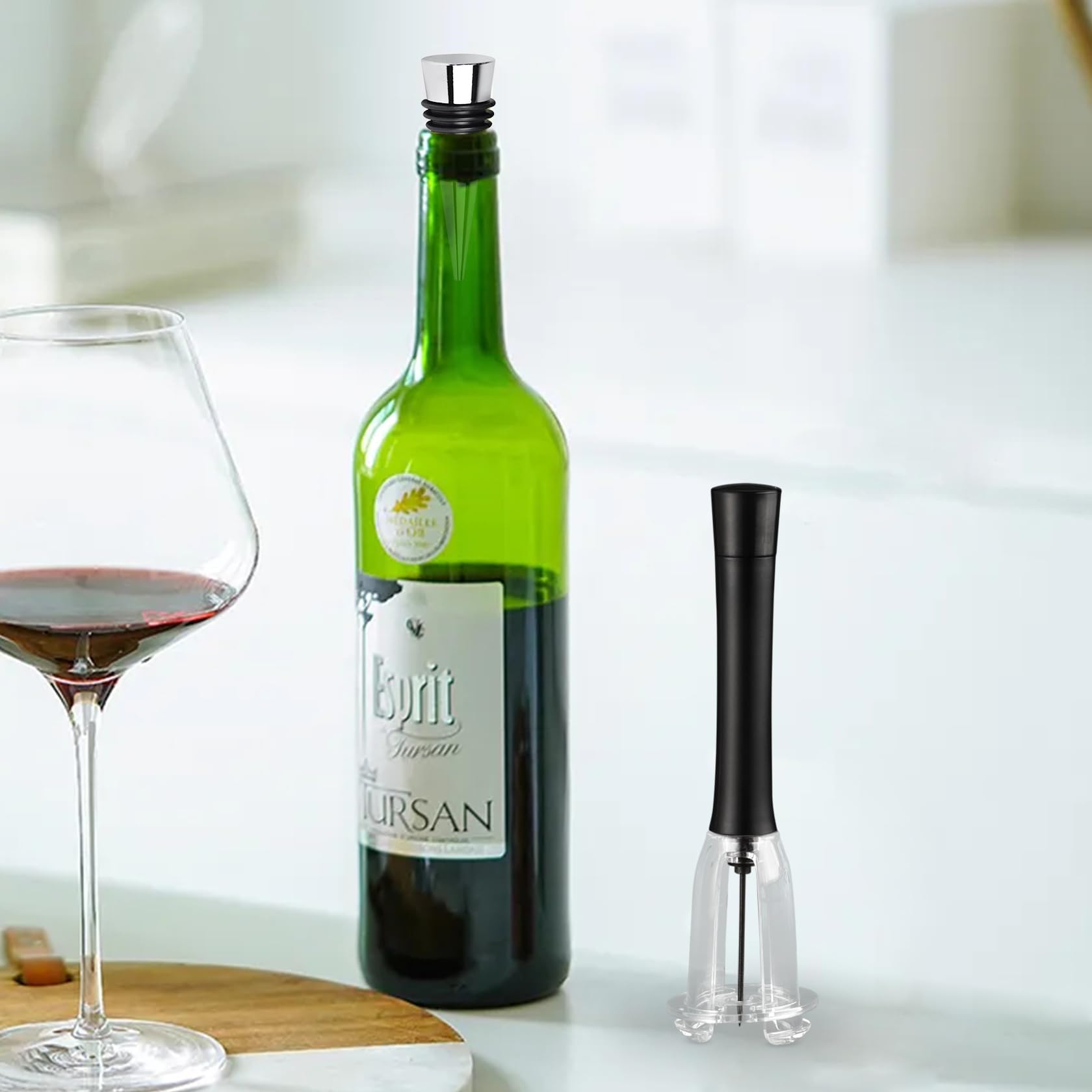 Cavatappi Vino Pressione Aria con 2 Tappi Bottiglie Riutilizzabili, Apribottiglie a Pompa Rapido e Facile da Usare, Professionale Accessori Vino per Casa, Raduni e Regalo
