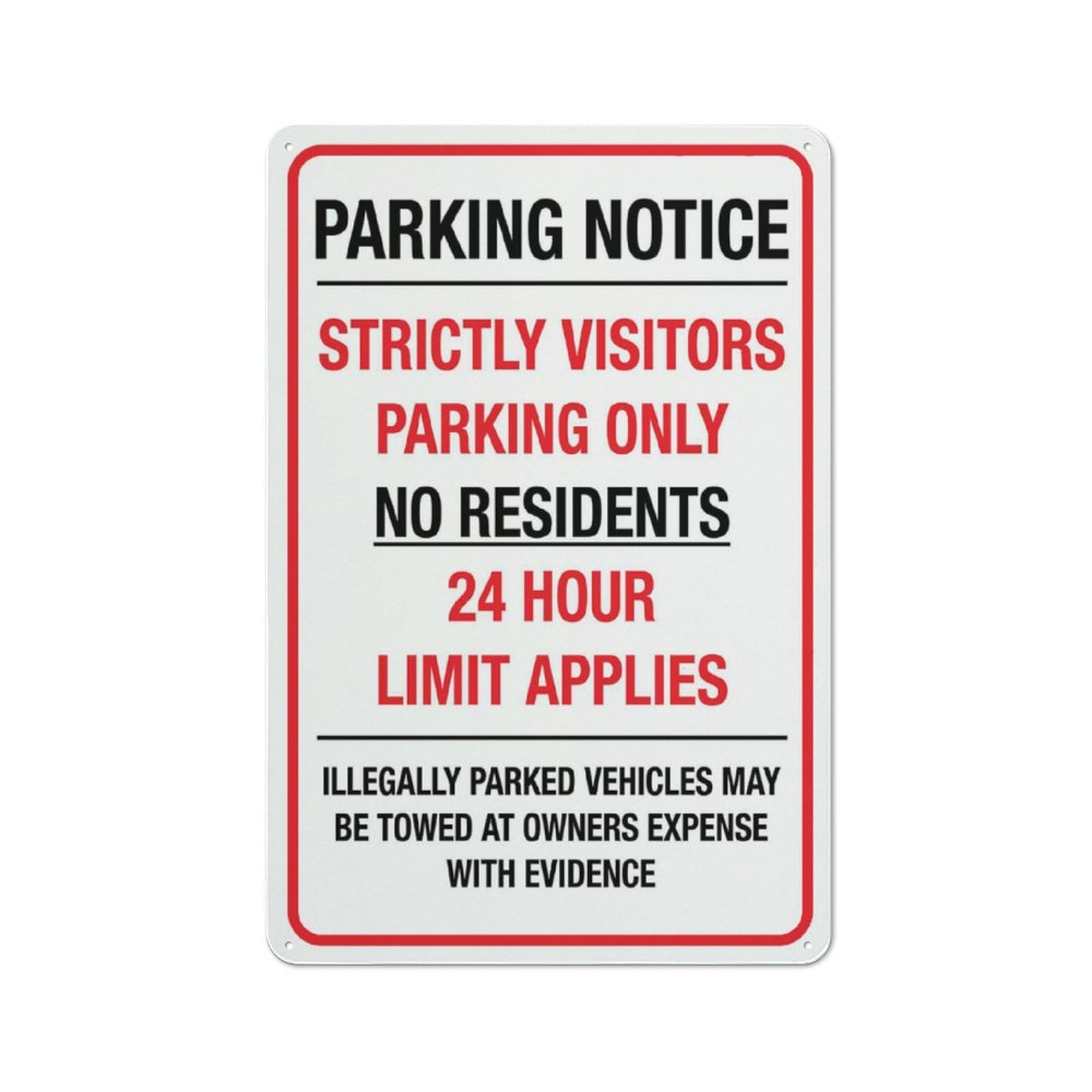 Parking Notice Strictly Visitors Parking Only No Residents Sign Outdoor Signs Aluminum 12X8 Inch Uv Ink Printed For House And Business