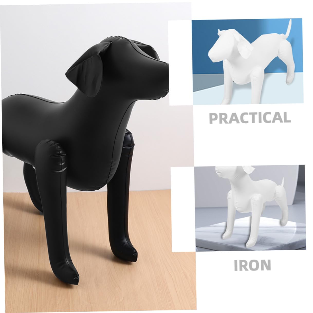 Amosfun Aufblasbare Hunde Schaufensterpuppe aus PVC 2 Stück Weiß Schwarz Langlebiges Haustier Bekleidungsmodell für Ladenausstattung