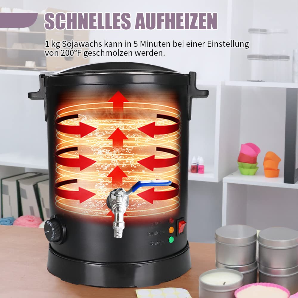 TOAUTO WMF-8L Kerzenherstellung Kit Kommerzieller Elektrischer Wachsschmelzer für Wachs mit Heizkernauslauf und Bodendesign