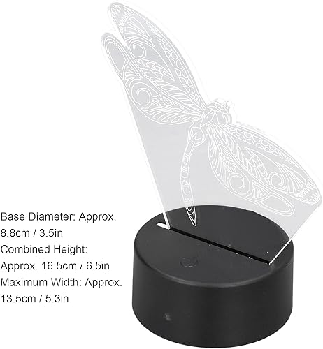 Miniatura 7 de Luz nocturna 3D con ilusión 3D, 7 cambios de color, acrílico transparente, libélula 3D, luz nocturna LED para dormitorio, regalo de cumpleaños,
