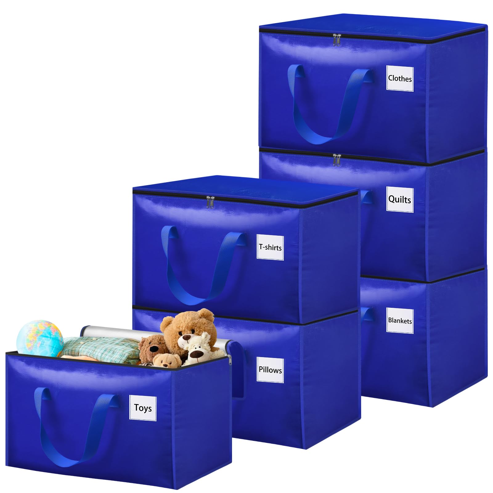 Withosent 10 Stuks Waterdichte Opbergtassen Met Ritssluiting En Handvat Tassen Voor Het Opbergen Van Kleding Dekbedden Alternatief Verhuisdozen Blauw 1995410194