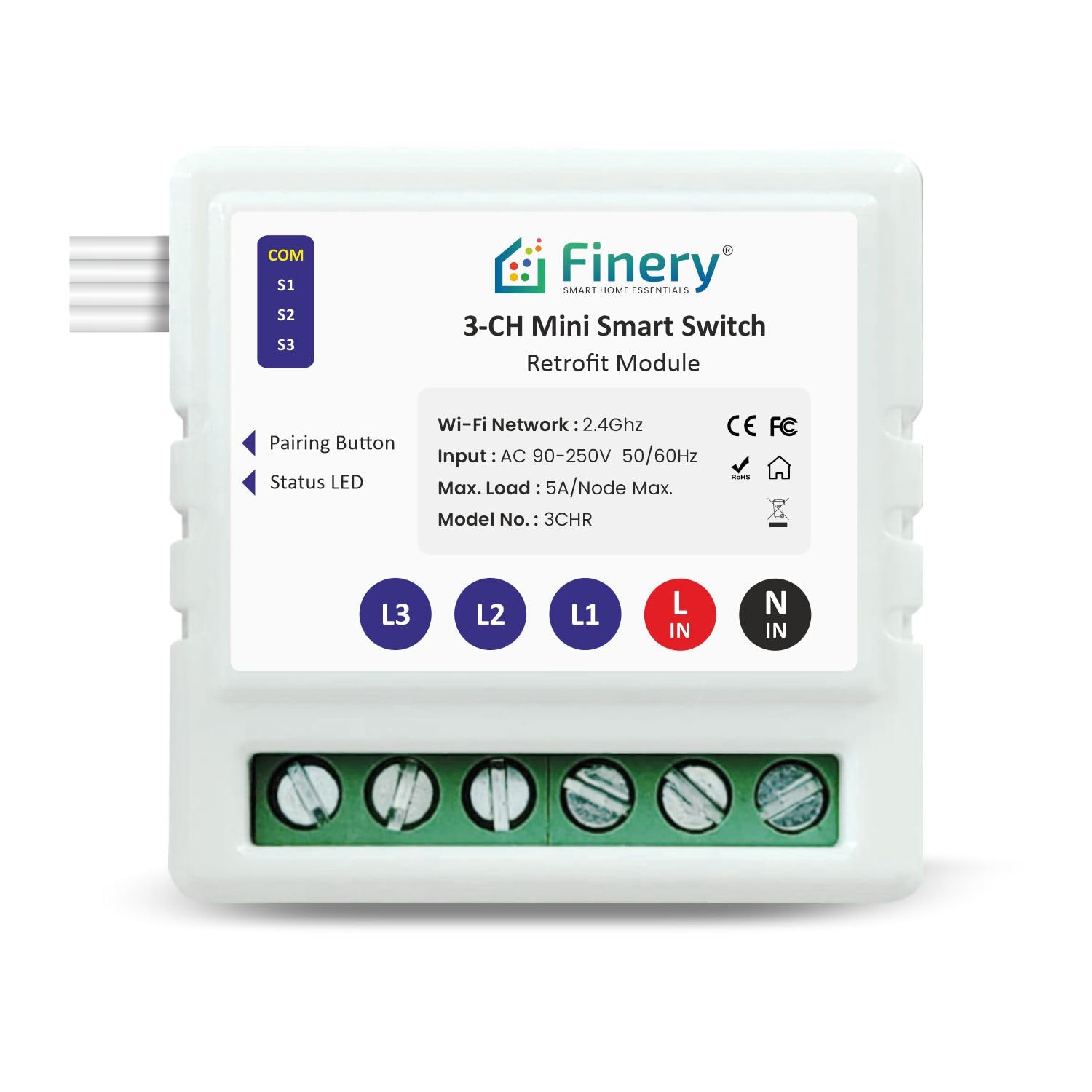 Finery 3 Node WiFi Smart Switch Retrofit Kit Supports Manual switches Compatible with Alexa & Google Home iOS and Android Smart Life app (3 Node/Gang)-image-15