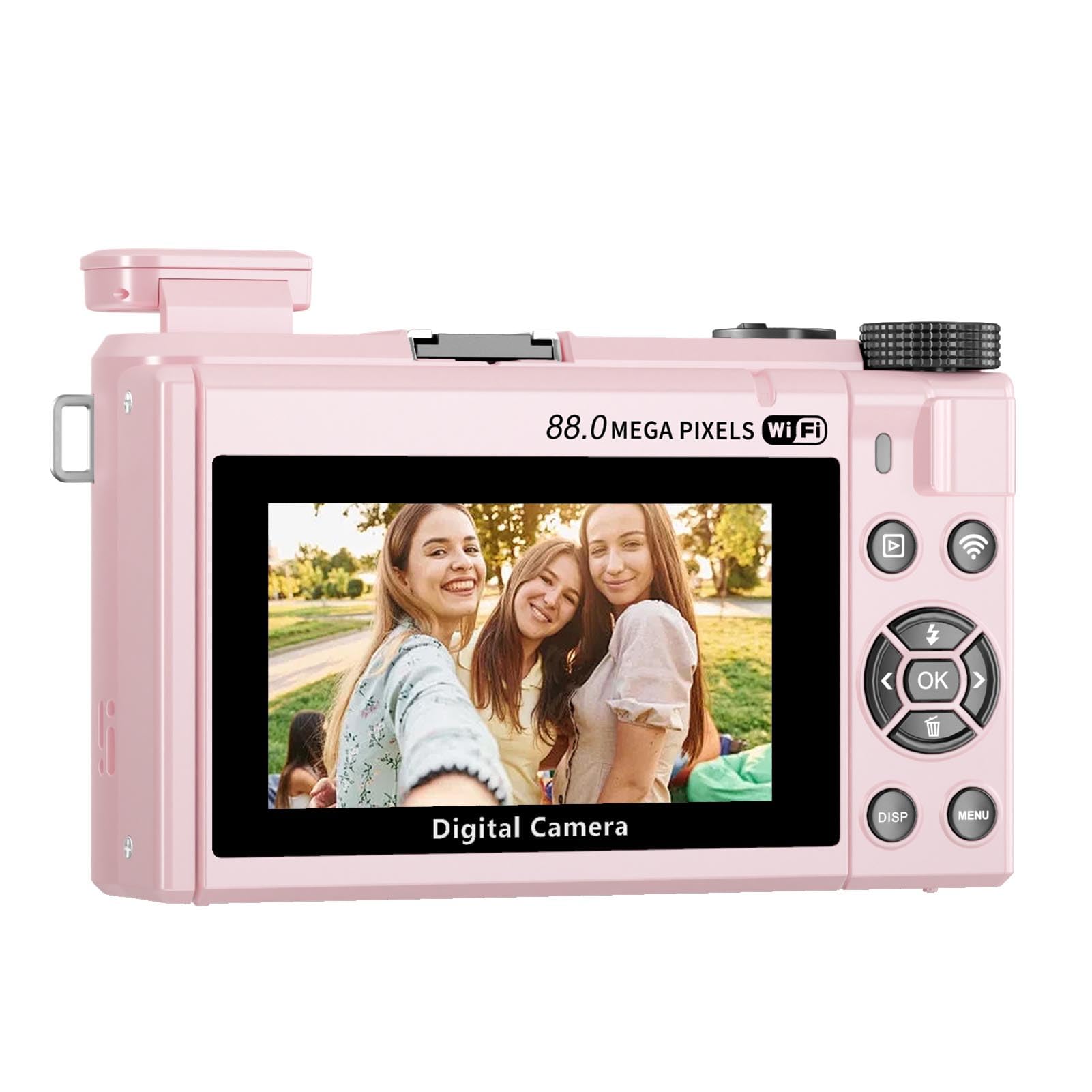 Generic Fotocamera Mirrorless WiFi da 88 MP 8K con Messa a Fuoco Automatica Zoom 18X con Doppia Batteria per Hobbisti e Principianti (PINK)