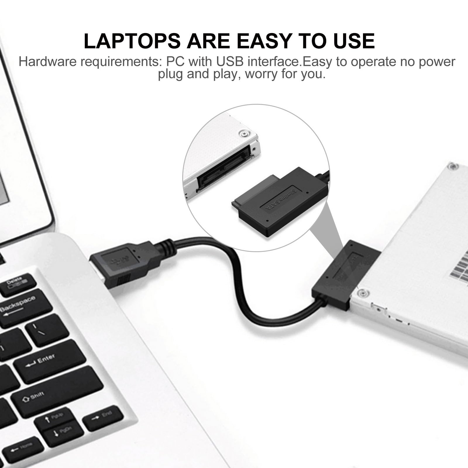 SHINEOFI 3 Pezzi Cavo da a USB adattatore cavo CD rom dati USB 2.0 cavo di guida facile cavo dati cd-rom portatile dati del disco rigido plastica Black