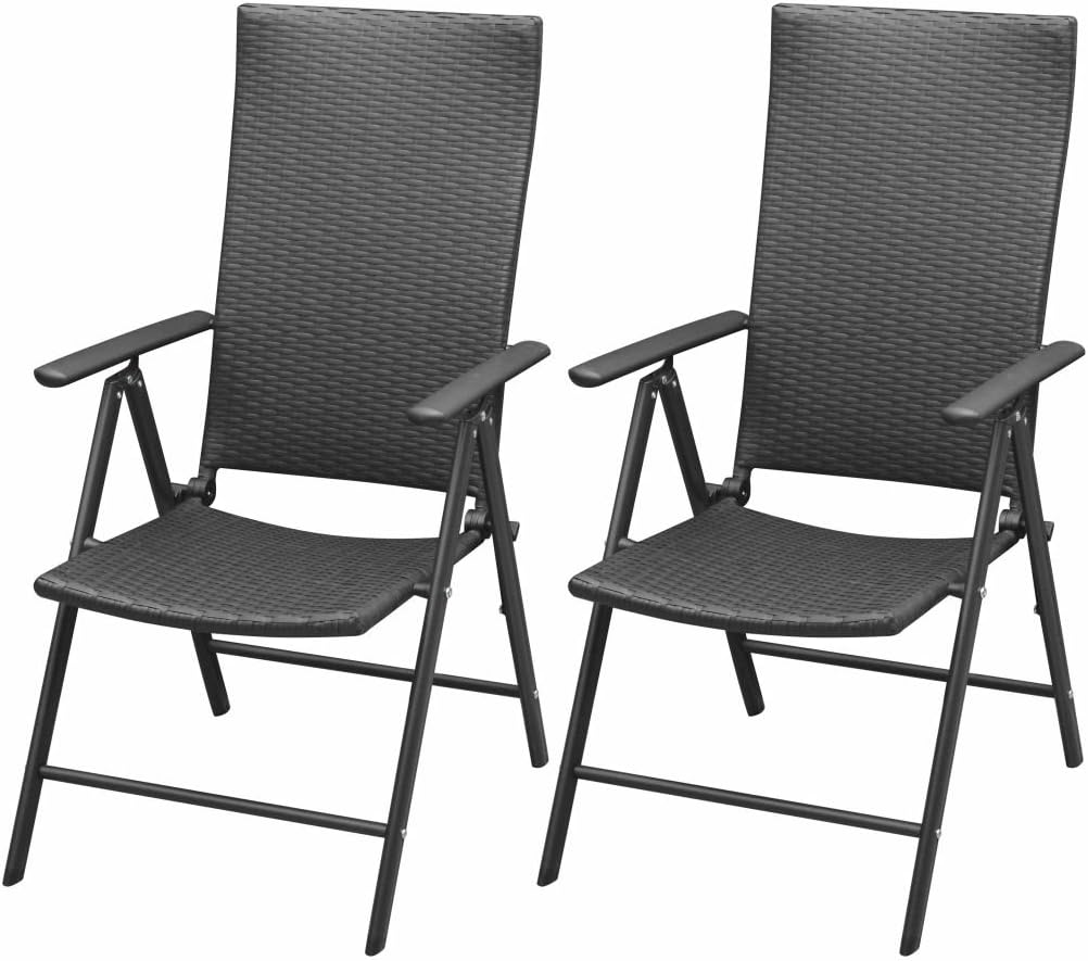 Roderick - Sillas de jardín para Patio, 2 Piezas, poliratán, Aluminio, Color Negro, para Exteriores, Material: ratán sintético + Marco de Aluminio 100% con Acabado pulverizado