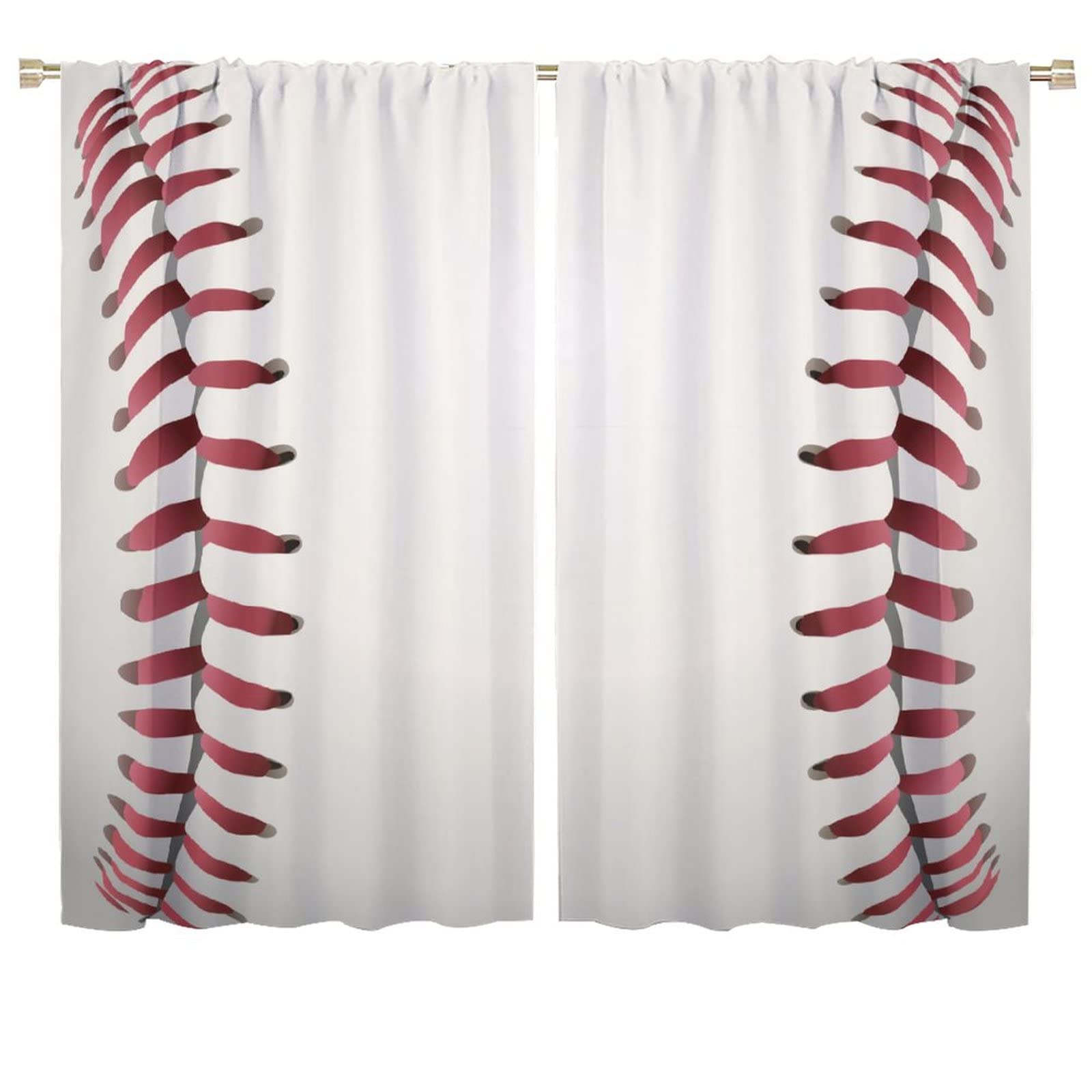 JESTRONRY Boys Sports Curtains,Red Baseball Texture Background Illustration Window Treatments Curtains for Living Room Kids Teens Bedroom Decor W72xL63in