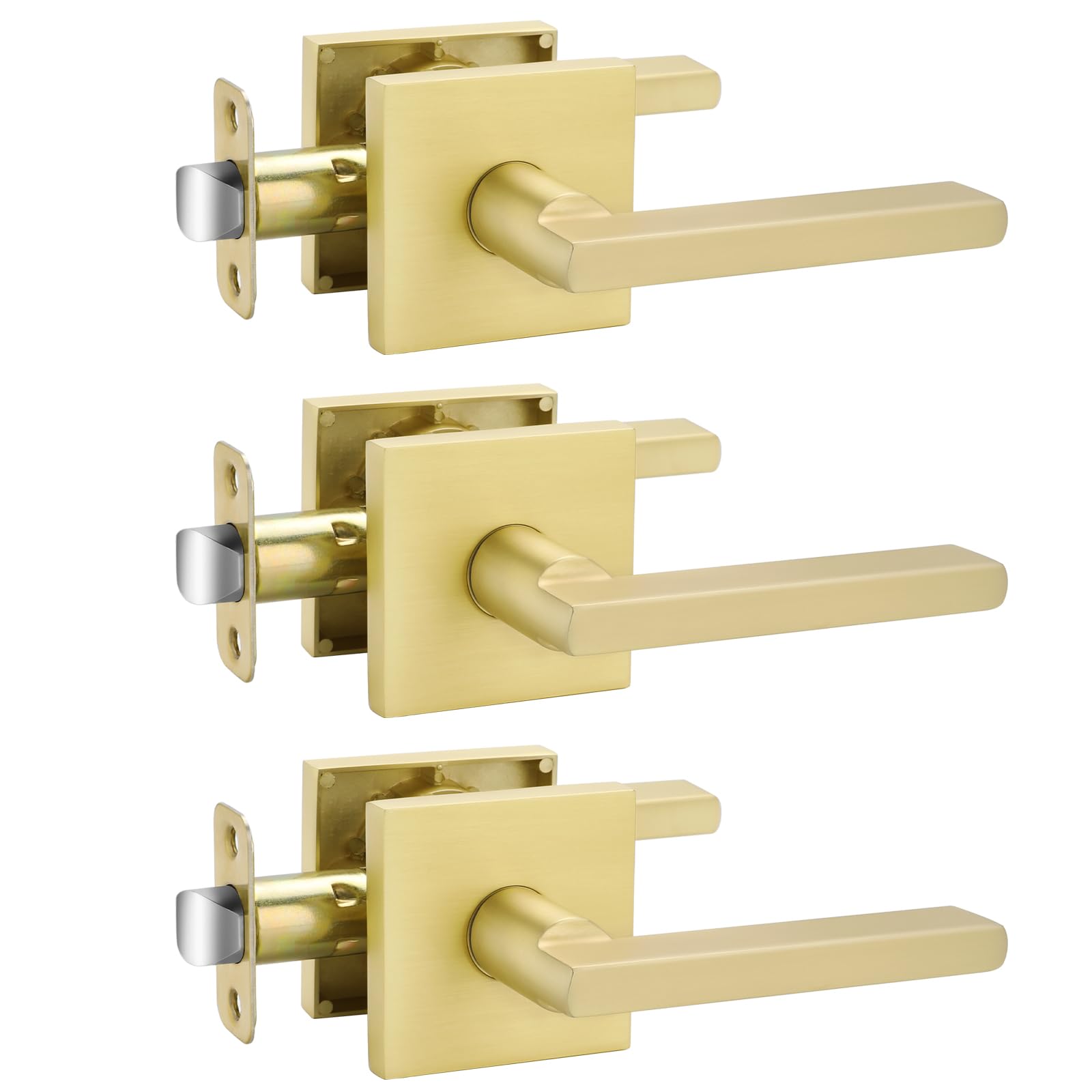 Photo 1 of Goldenwarm Brushed Gold Passage Door Handles (3 Pack)