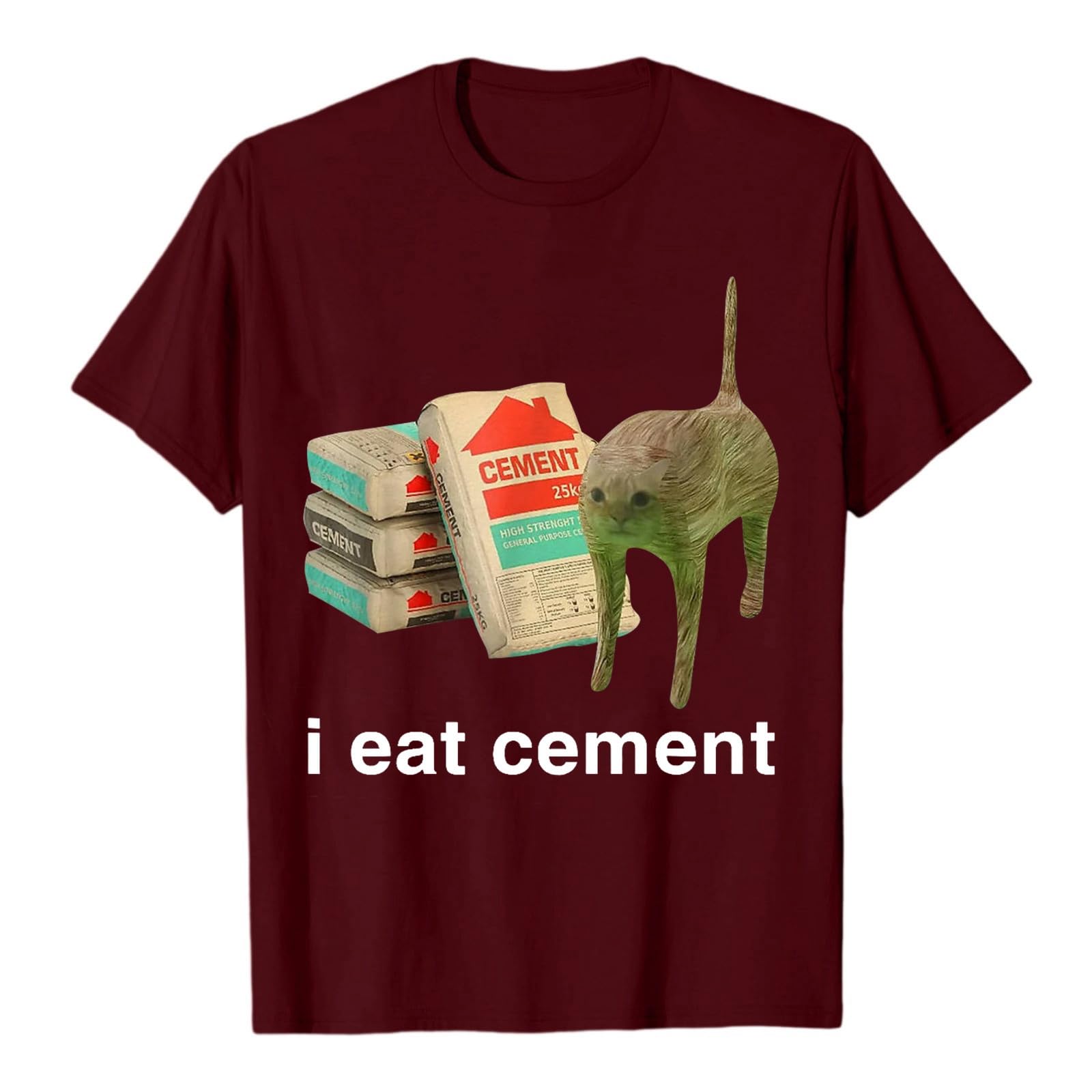 I Eat Cement Cursed Cat Funny Oddly Specific Meme Funny Tshirts Shirts for Women Shorts Sleeve Cute Tops Casual Tees