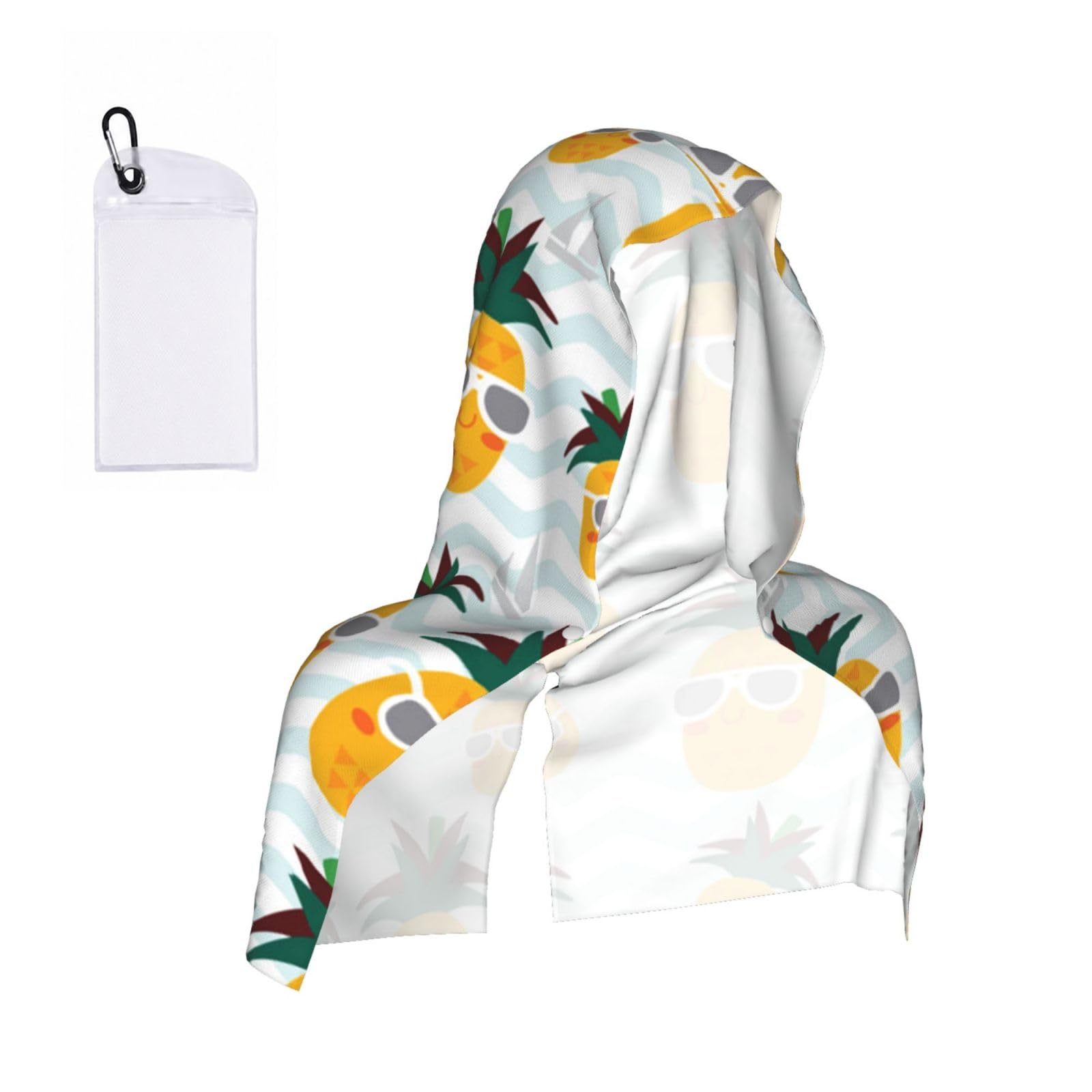 ESNAIUVCD Cute Pineapple Print Multifunctional Cooling Hoodie Bandana Portable Sweat Absorbing Design For Beach Workouts Exercise Heat Relief Accessories