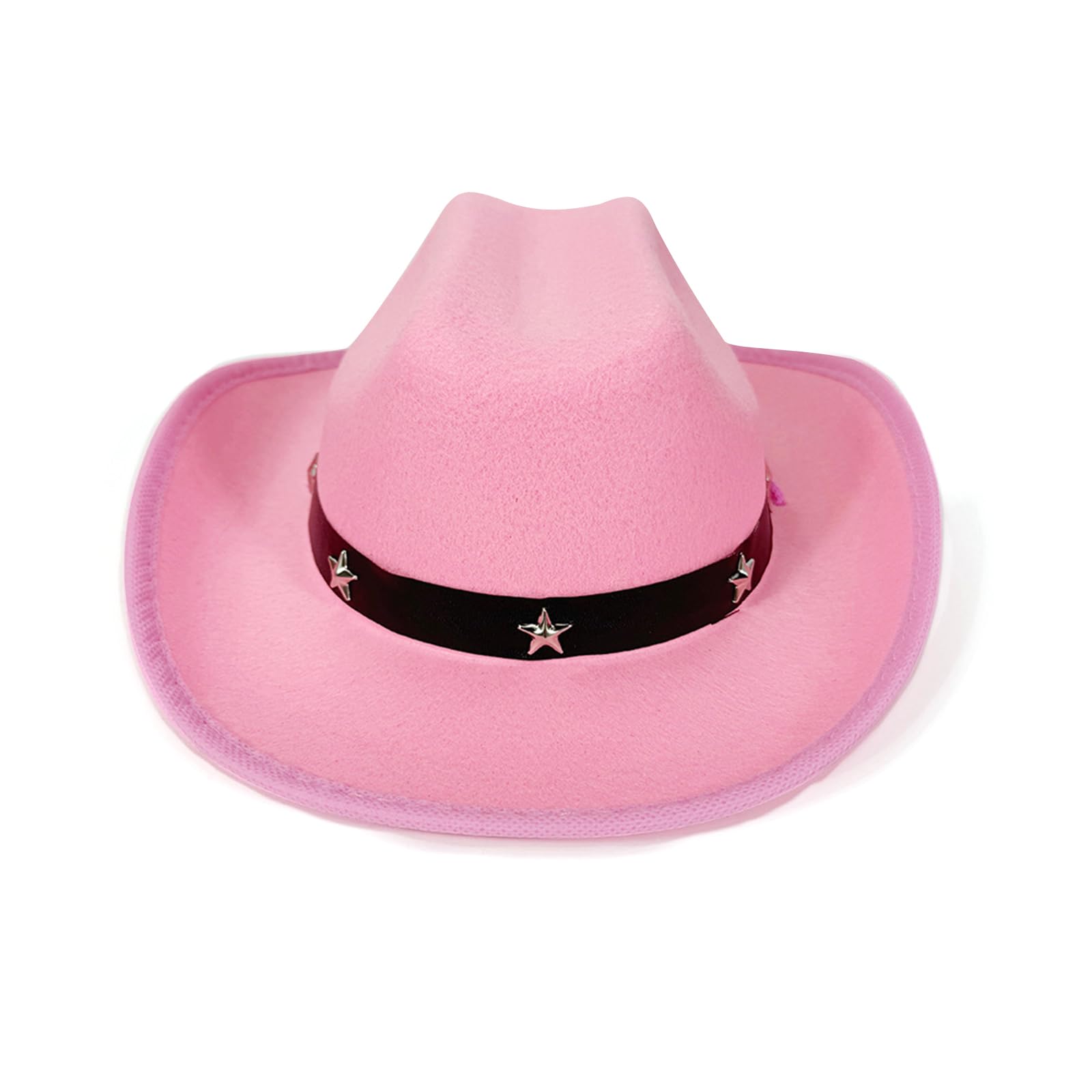 Nsywmzy Kids Cowgirl Hat 2-6T Wide Brim Western Hat Stylish Star Leather Belt Design Cap Toddler Halloween Party Hat (Pink, ONE SIZE)