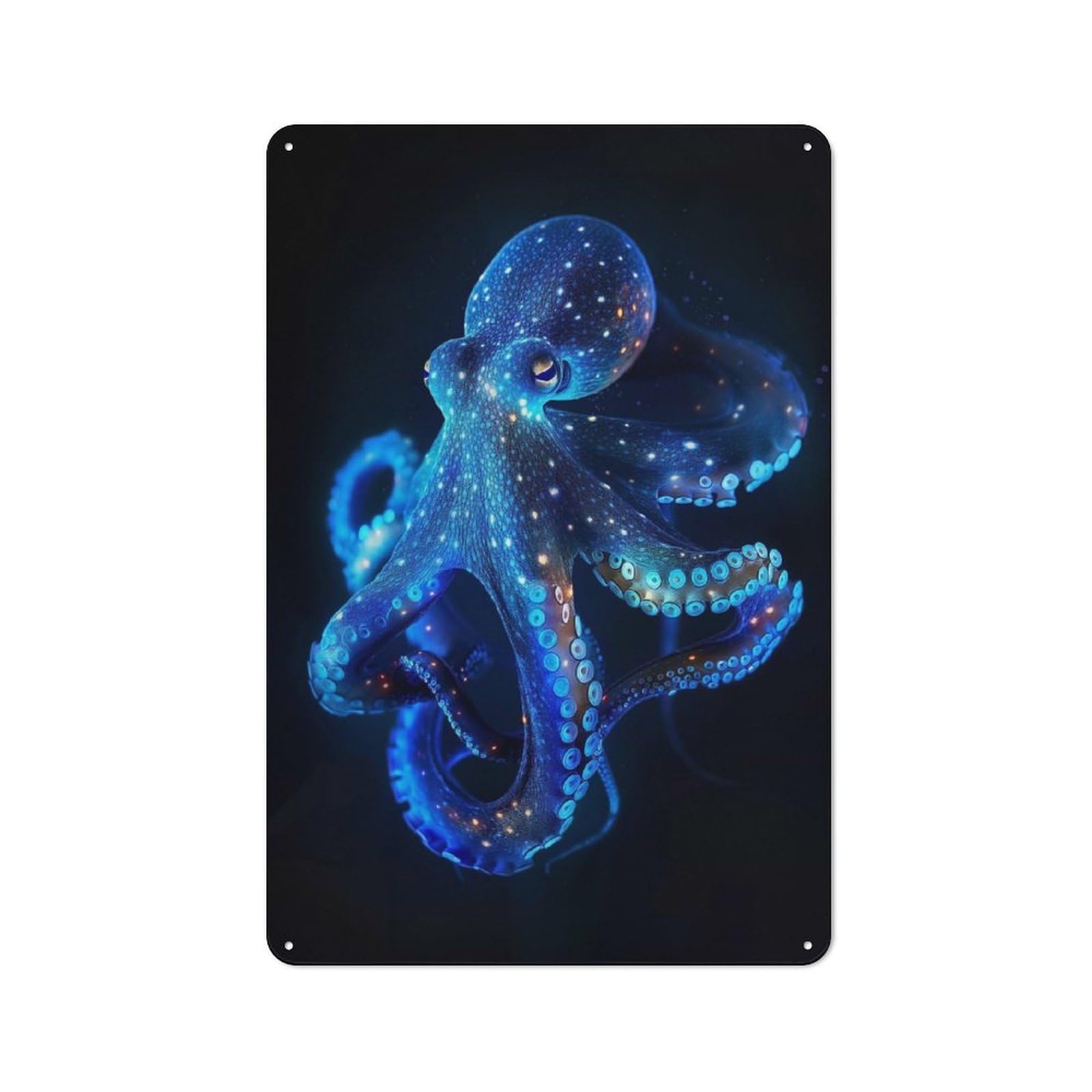 Vintage Neon Octopus Vintage Metal Sign 30x20cm, Pub Wall Decor for Cafe, Pub, Workshop Or Home Bar
