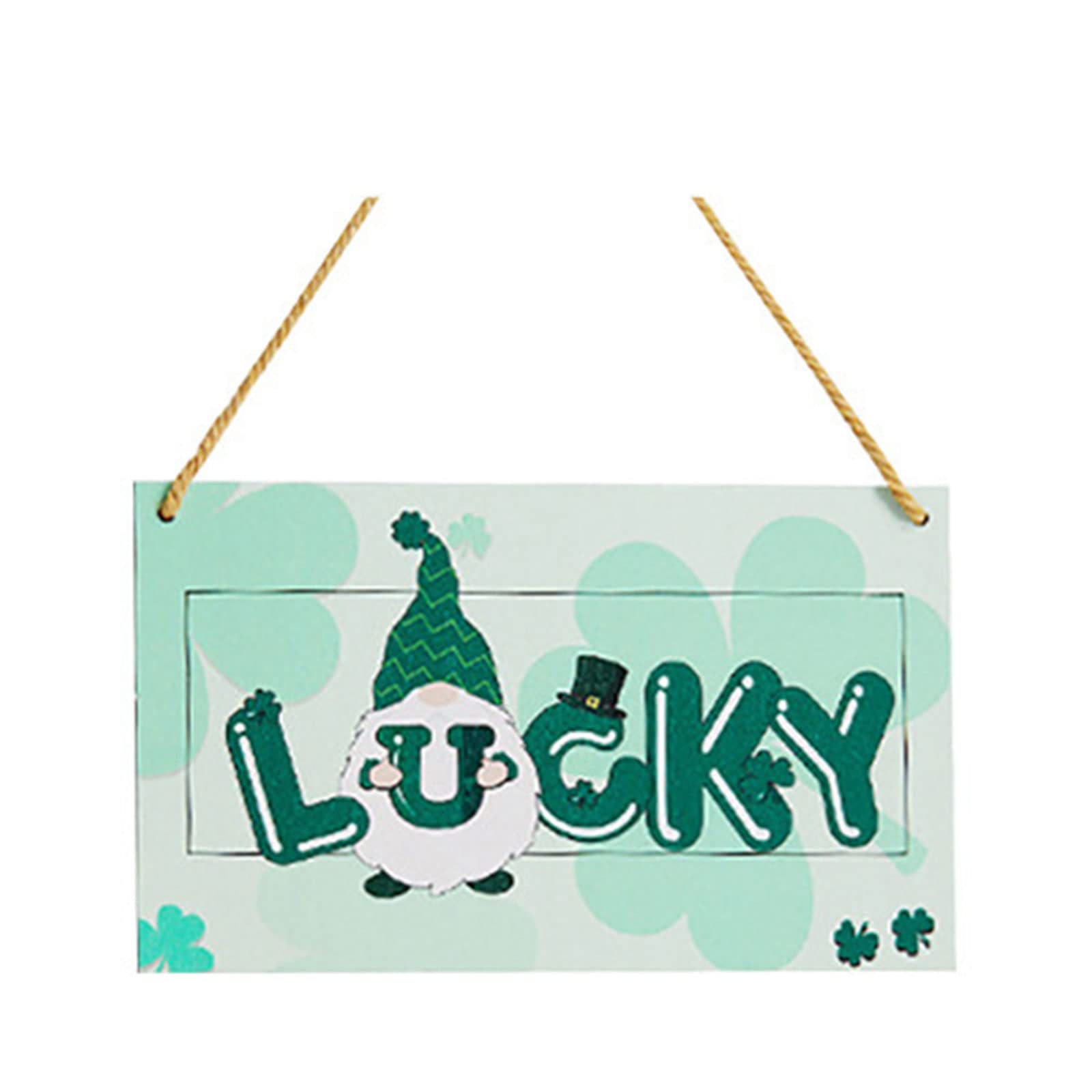 Buxuaaaa 210145C Wood Patrick Day Pendant Gnomes Green Plaques Decorative Ornaments For Festival Holiday New Year Party Patrick Day Ornaments