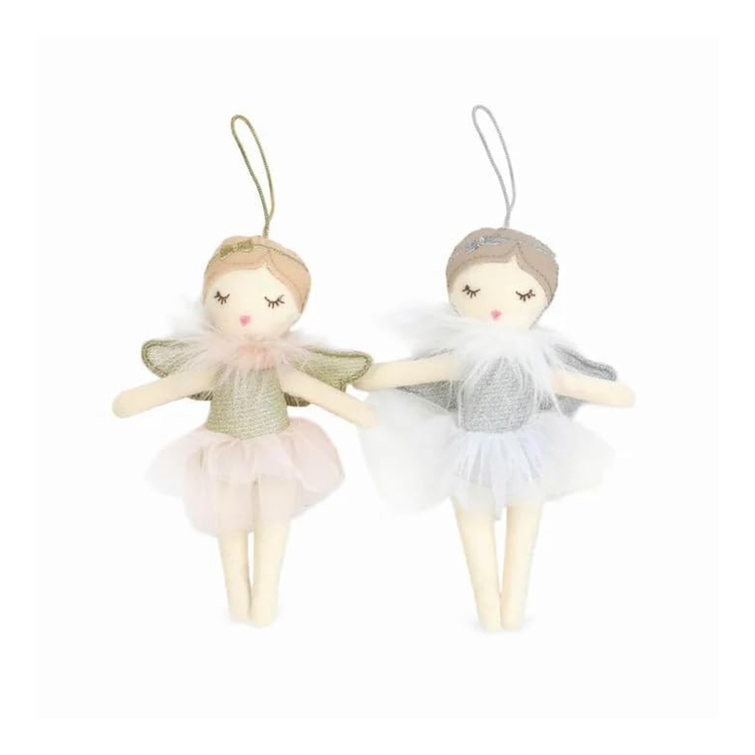 MON AMI Plush Stuffed Angel Ornaments 2 Pcs, 6” Each, Christmas Tree Decoration
