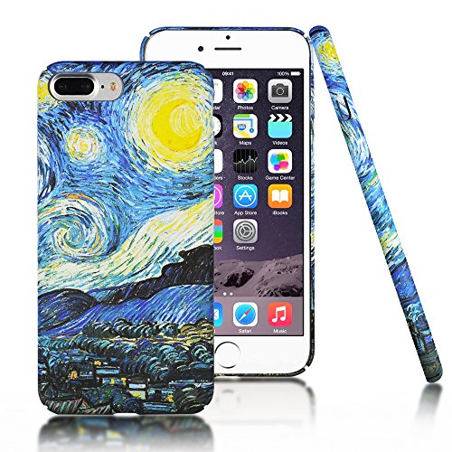 YunMonster Clouds Compatible iPhone 7 Plus Case/iPhone 8 Plus Case [Famous Paiting Series] Smooth Premium Durable Hard PC Funny 3D Flowing Oil Painting case-The Starry Night Van Gogh for iPhone