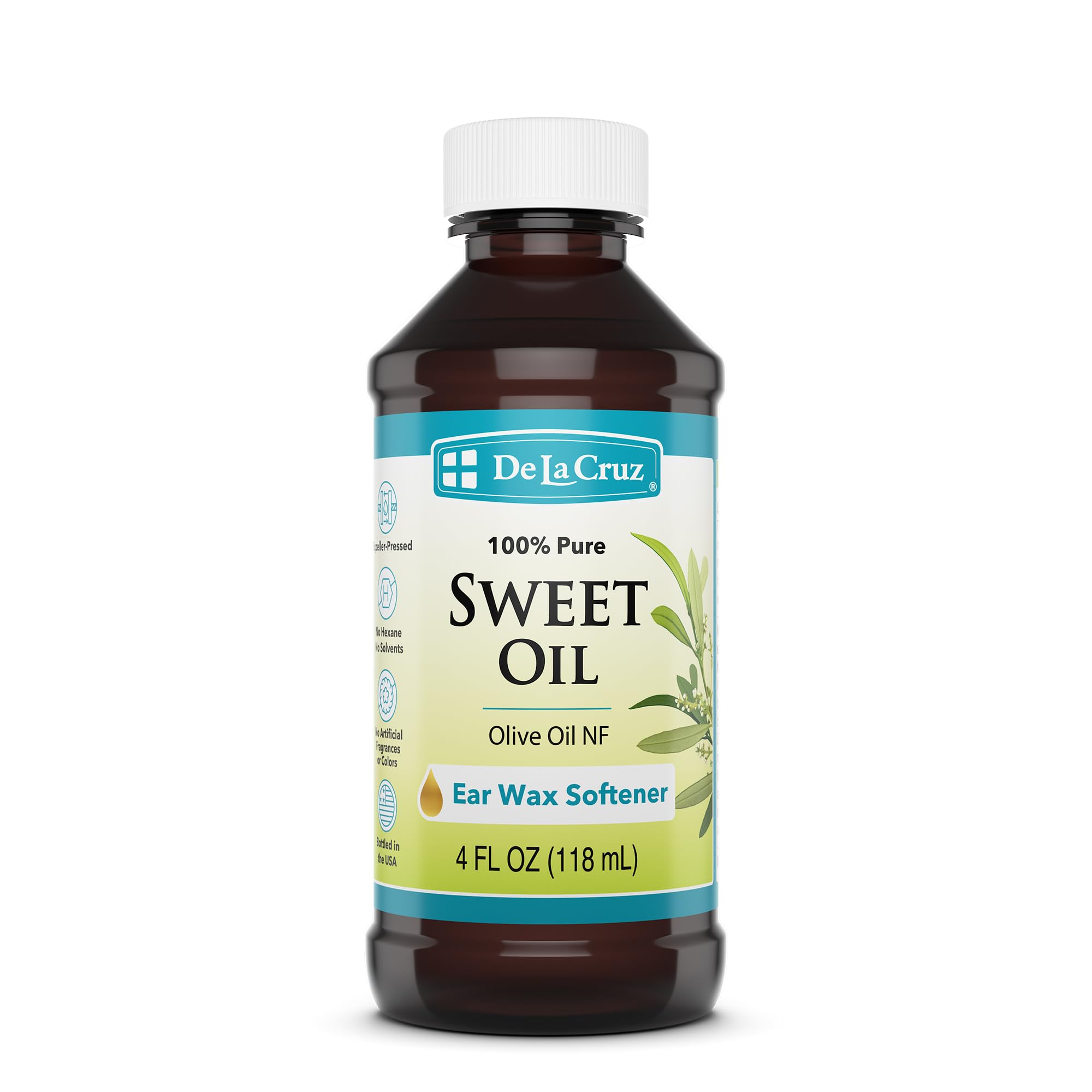 De La Cruz Sweet Oil, Ear Oil, Natural Ear Wax Softener, 4 fl oz Refill