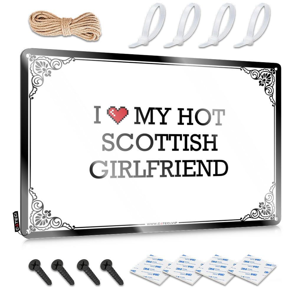 Teen Decor Collection Vintage Wall Art | I Love My Hot Scottish Girlfriend Amazing Decorative Wall Art Ready To Hang For Gate(20X30CM)