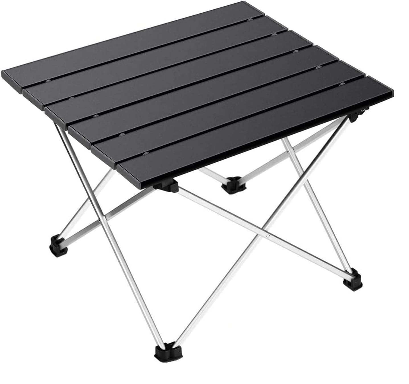 Multipurpose Folding Utility Table | Ideal for Indoor & Outdoor Picnic,BBQ,Cooking,Festival | Aluminium Stackable Top & Frame | Portable Camping Table (Black)