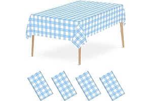 4 Pcs Light Blue Checkered Tablecloth