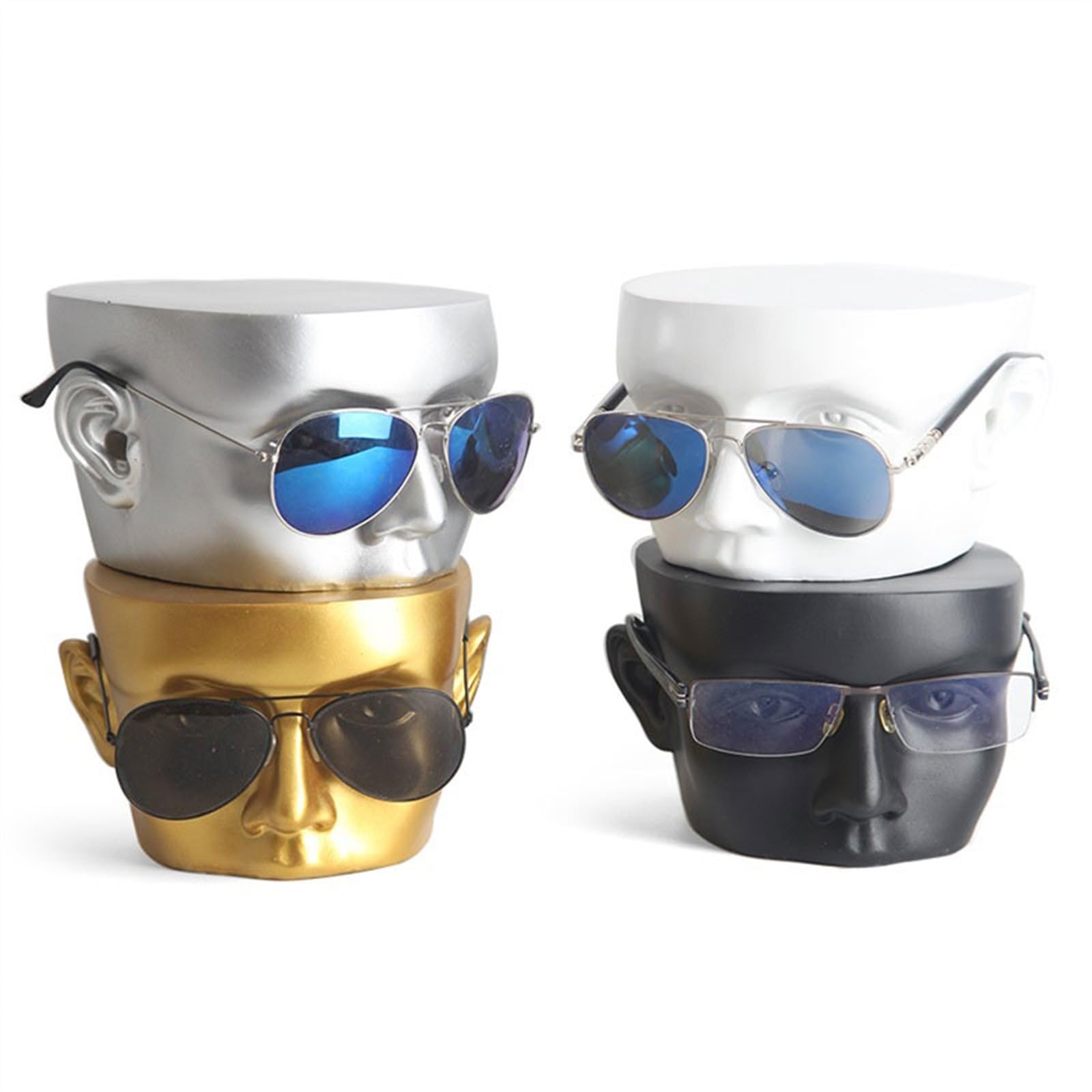 GRFIT Porte Lunettes Moule de tête de Lunettes en résine, Accessoires d'exposition de Lunettes de Soleil, présentoir de fenêtre de Magasin de Lunettes Rangement Lunettes (Color : Gold)