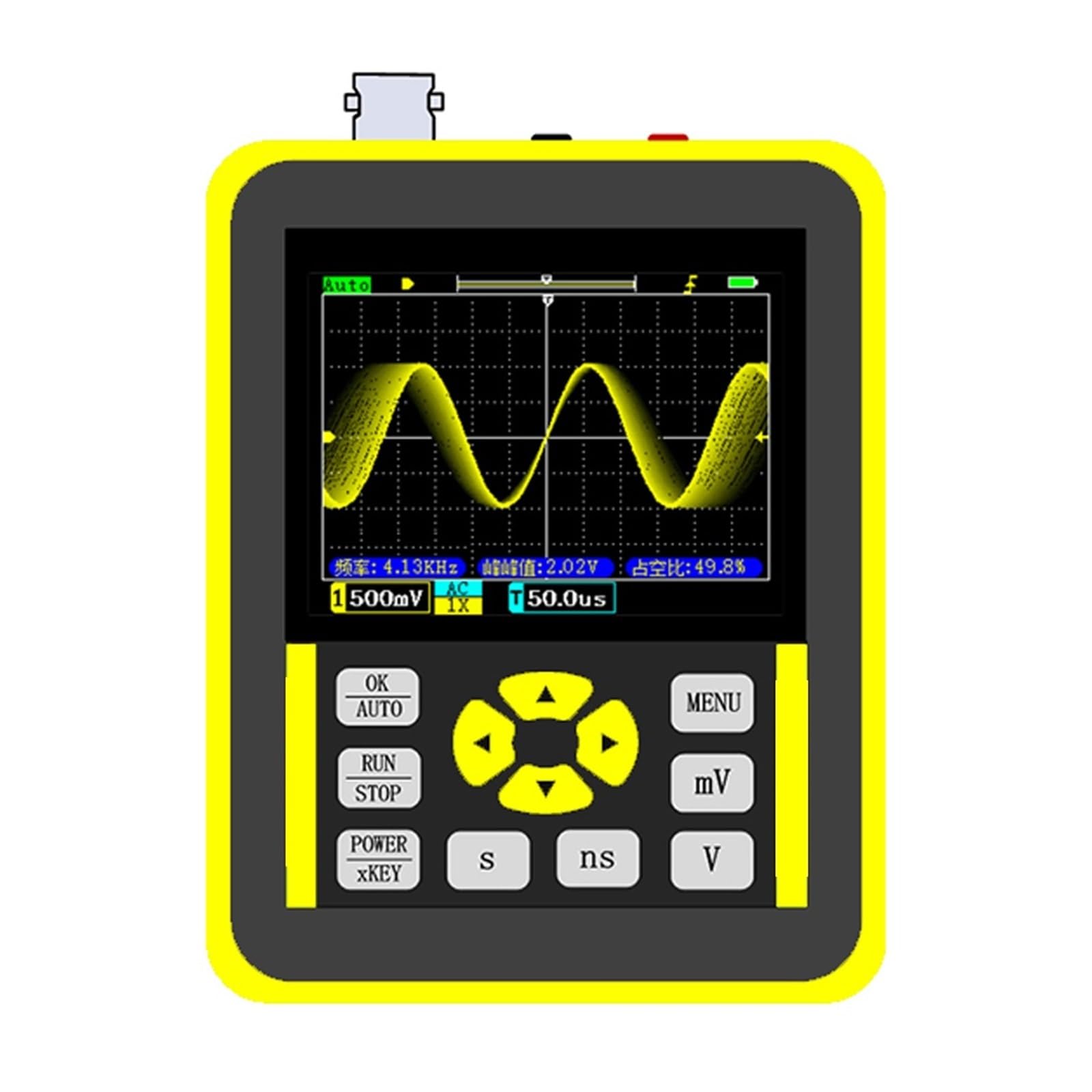 Oscilloscope numérique 120M de bande passante, Oscilloscope double canal 10mV, sensibilité verticale minimale, analyse du spectre FFT Identification rapide