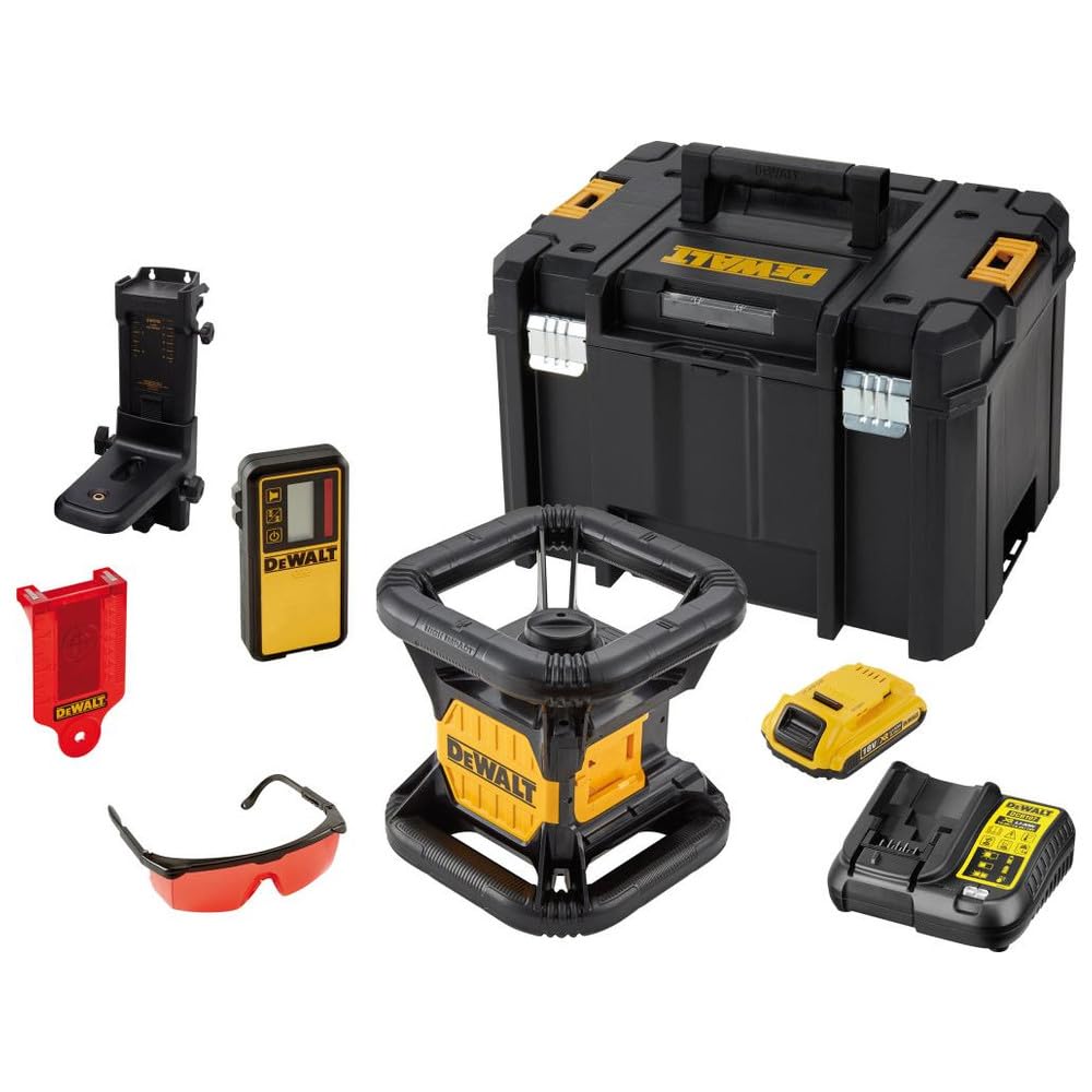DEWALT - Niveau laser rotatif 18V avec coffret et accessoires - DCE074D1R