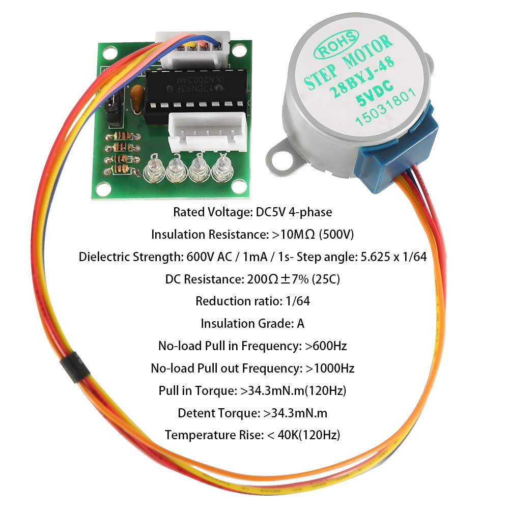 Longruner 5x Stepper Motor Kit - 28BYJ-48 5V Motors With ULN2003 Driver Boards For Arduino