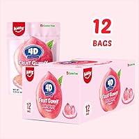 Vista 6 de Amos Caramelos rellenos de frutas 4D, bocadillos de frutas jugosos, sabor a melocotón, suaves y masticables, sin gluten, 2.29 onzas por bolsa