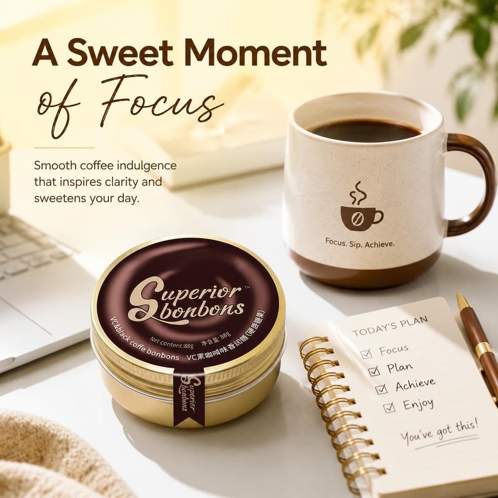 Hochwertige schwarze Kaffee-Hartbonbons mit VC, 2er-Pack