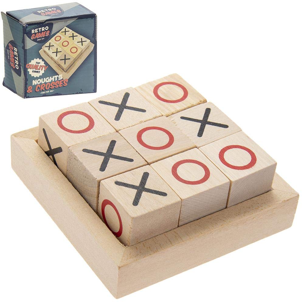 Noughts & Crosses Travel Game Set (1 Pack) Wooden X's and O's Family Games