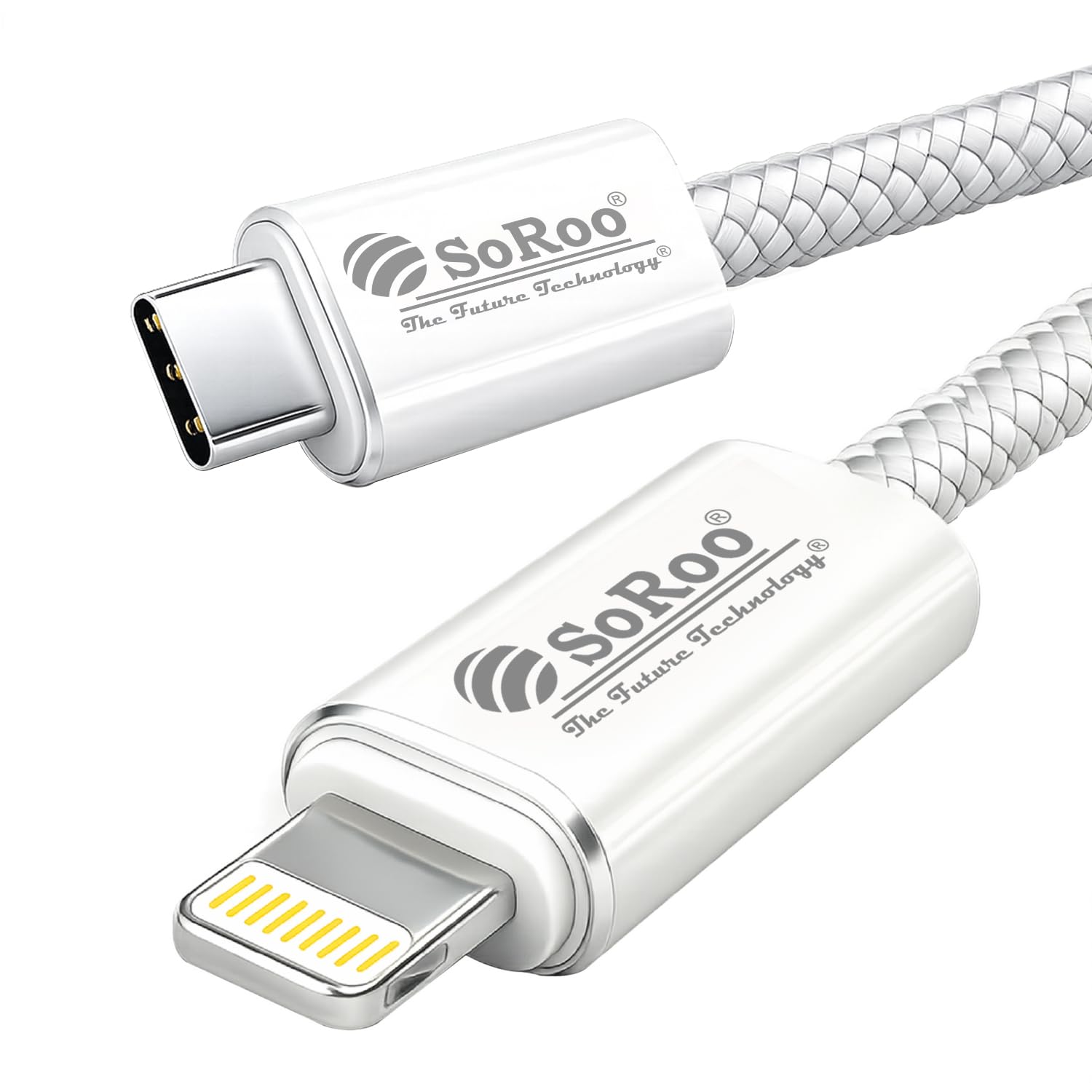 soroo type c to lightning cable 120w fast charging & data sync cable, premium braided cable, tangle-free & durable design, compatible with iphone, ipad & lightning devices