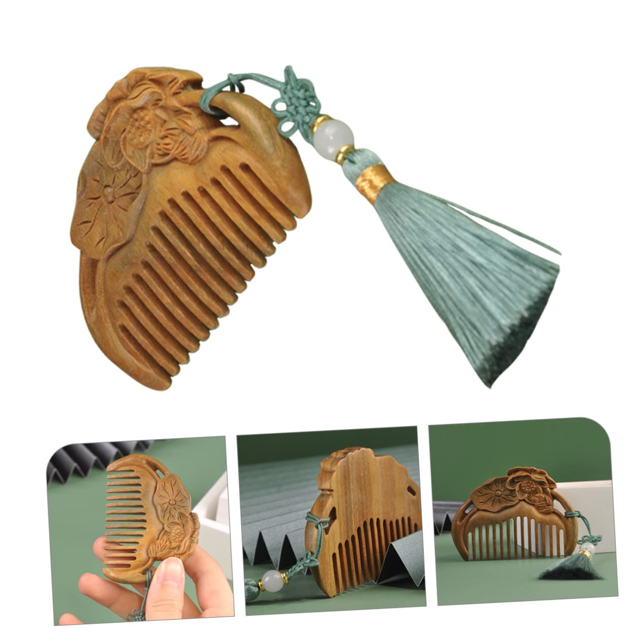 Healeved 5pièces Peigne Bois Avec Tassel Pour Démêlage Brosse Ergonomique De Massage Pour Types De Cheveux Utilisation à Domicile Et Voyage