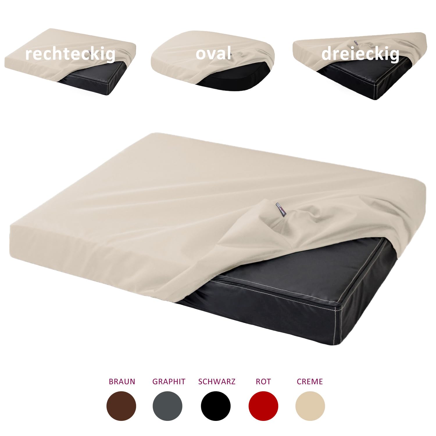 tierlando® Quick-Cover Maddox Basic Matratzenschoner für Hundebett und Hundematratze aus Polyester – rechteckiger, waschbarer Spannbettlakenbezug Größe: 130x80cm | Farbe: 05 Creme
