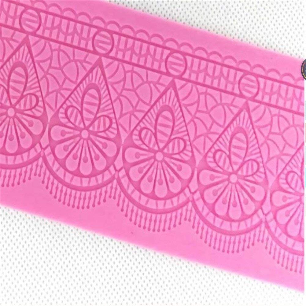 Foglia Fiore Motivo in Silicone per Cottura Tappetino,Ripieno Stampo Torta Pizzo Goffrato Stampo,Zucchero Matrimonio Decorazione Dolci Attrezzo,Rilievo Imbottitura,Fai da Te Bordo Decorativo Tappetino