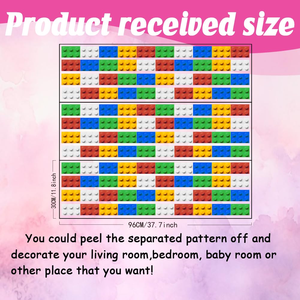 SUPERDANT Building Blocks Wall Stickers Colorful Blocks Wall Decals Nursery Art Stickers DIY Vinyl Walls Art Stickers for Children's Room School Kindergarten Playroom Sitting Room - Image 2